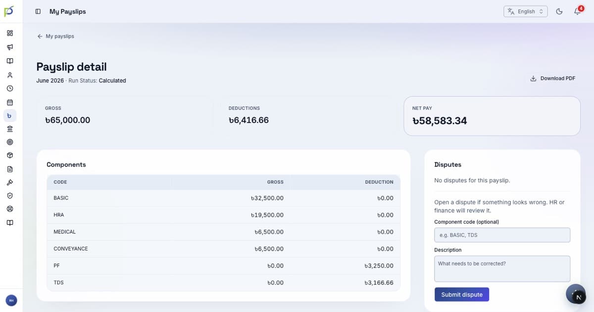 Payroll & Tax ▸ Payslip screenshot